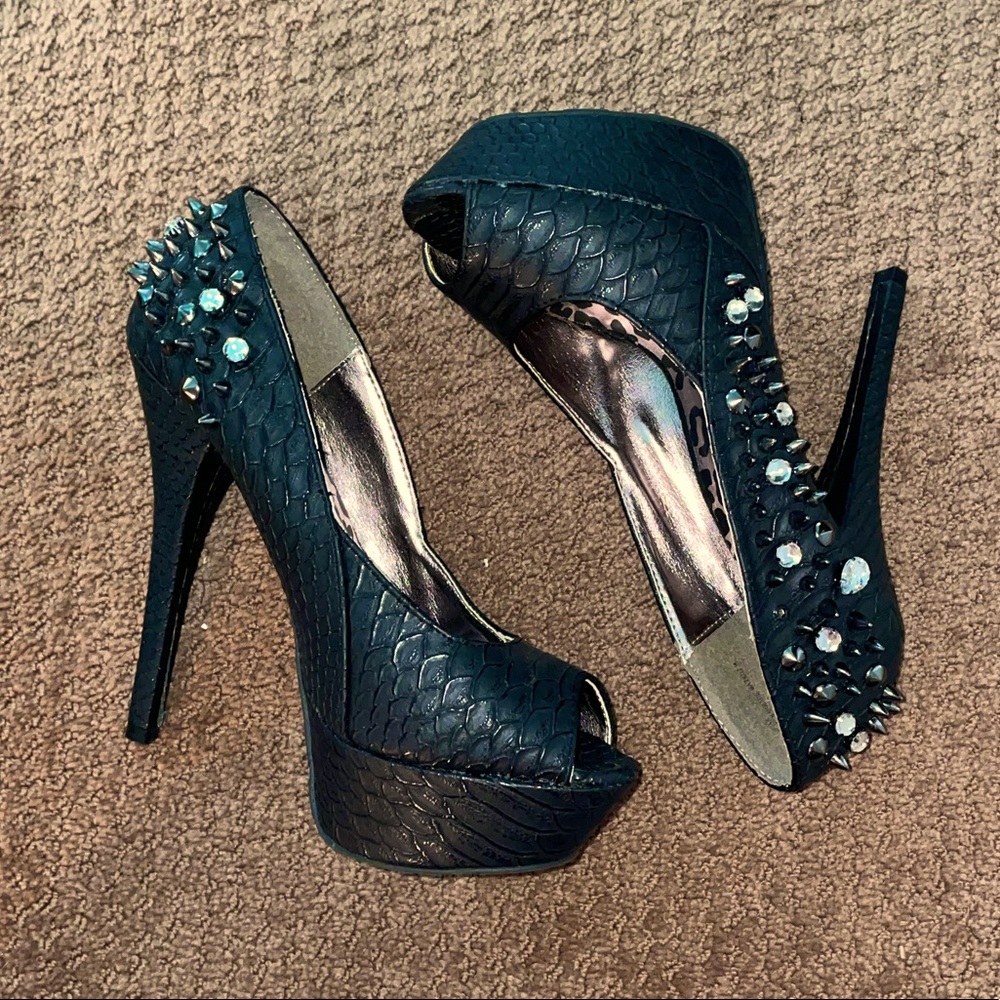 Black Spike/Jewel Heels